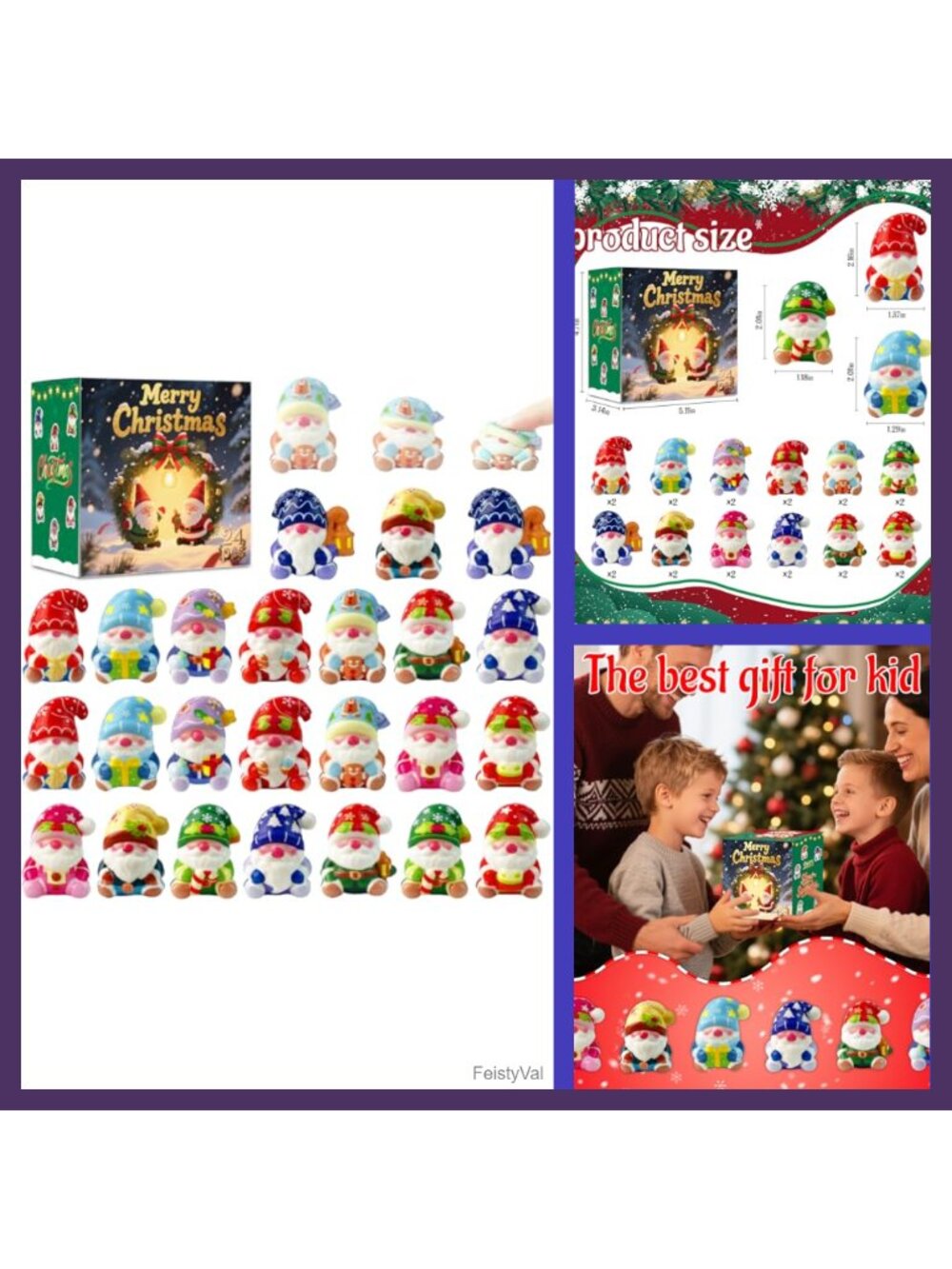 24PCS Christmas Gnome Squishies Slow Rising Stress Relief Fidget Toys Party